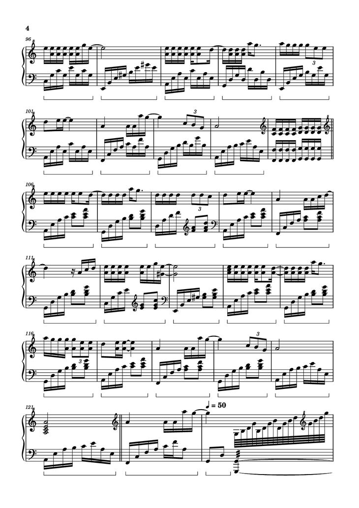 Page 4 of the piano sheet music PDF Piano - 心要让你听见 (Tình Đơn Phương) Piano by Transcribed by Lê Mạnh Hùng