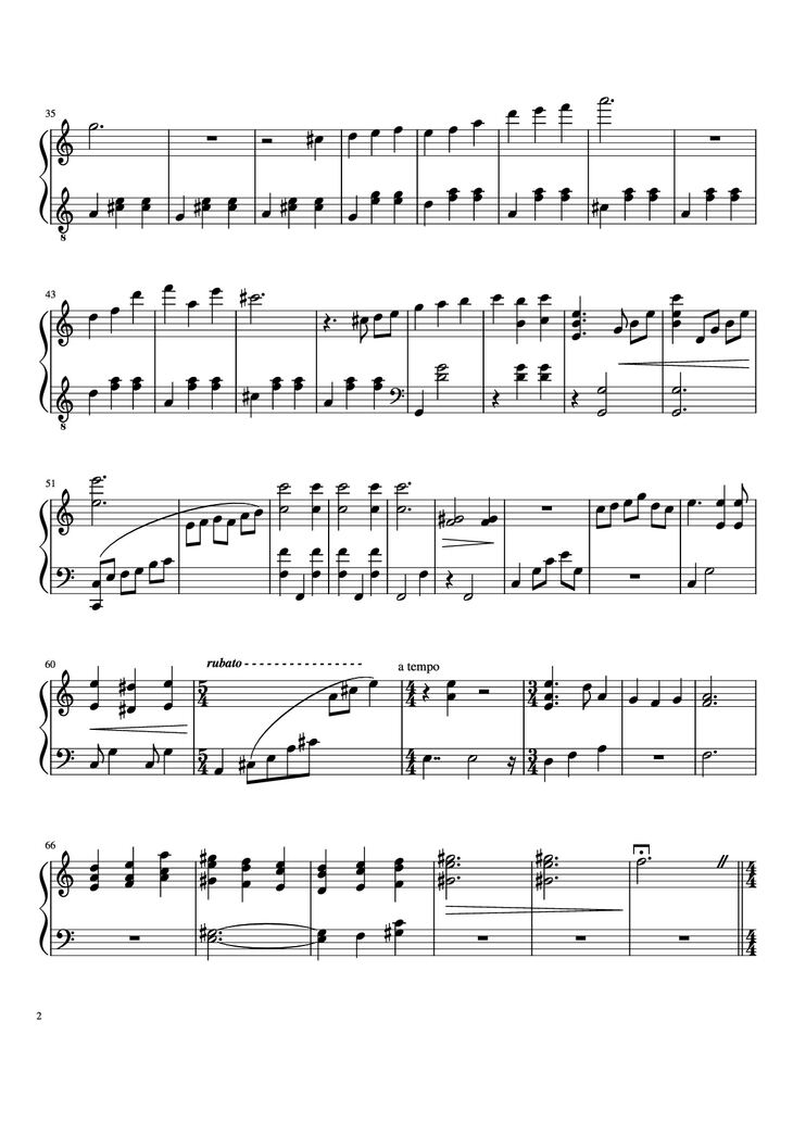 Page 2 of the piano sheet music PDF Piano - DUET (Solo Piano) by Pedro Silva