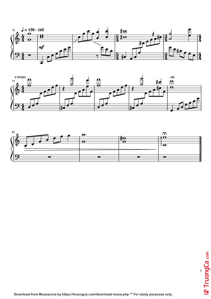 Page 3 of the piano sheet music PDF Piano - DUET (Solo Piano) by Pedro Silva