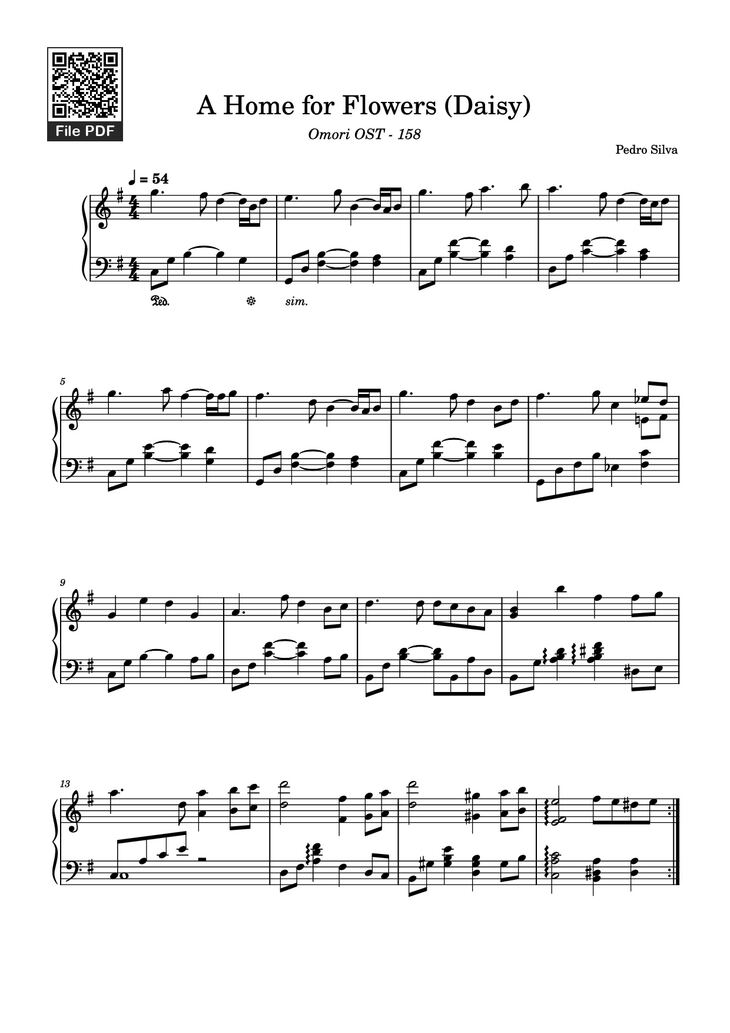 Page 1 of the piano sheet music PDF Piano - A Home for Flowers (Daisy) Piano by Pedro Silva