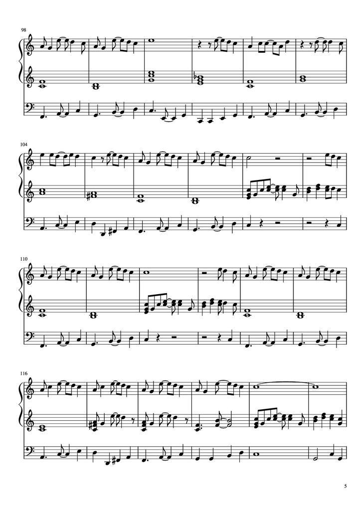 Page 5 of the piano sheet music PDF Piano - Under the Sea Piano by Music by Alan Menken Lyrics by Howard Ashman