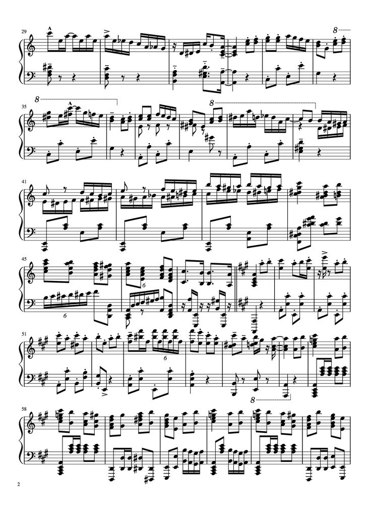 Page 2 of the piano sheet music PDF Piano - Turkish March by Yuja Piano by Kyoko Akatsuka
