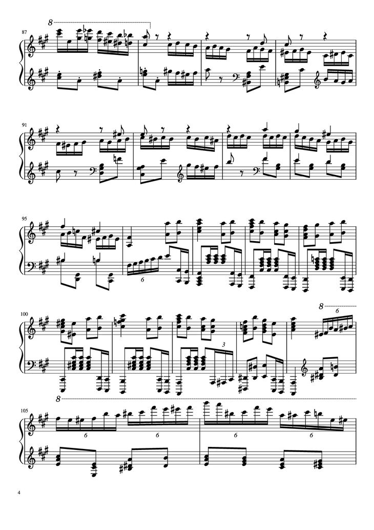 Page 4 of the piano sheet music PDF Piano - Turkish March by Yuja Piano by Kyoko Akatsuka