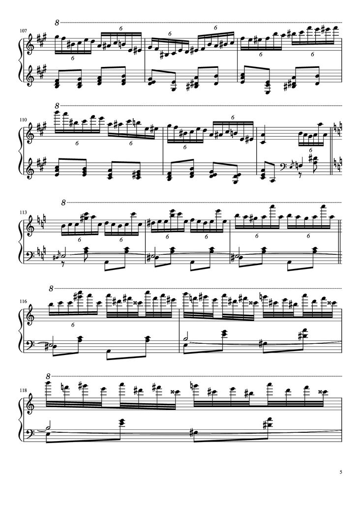Page 5 of the piano sheet music PDF Piano - Turkish March by Yuja Piano by Kyoko Akatsuka