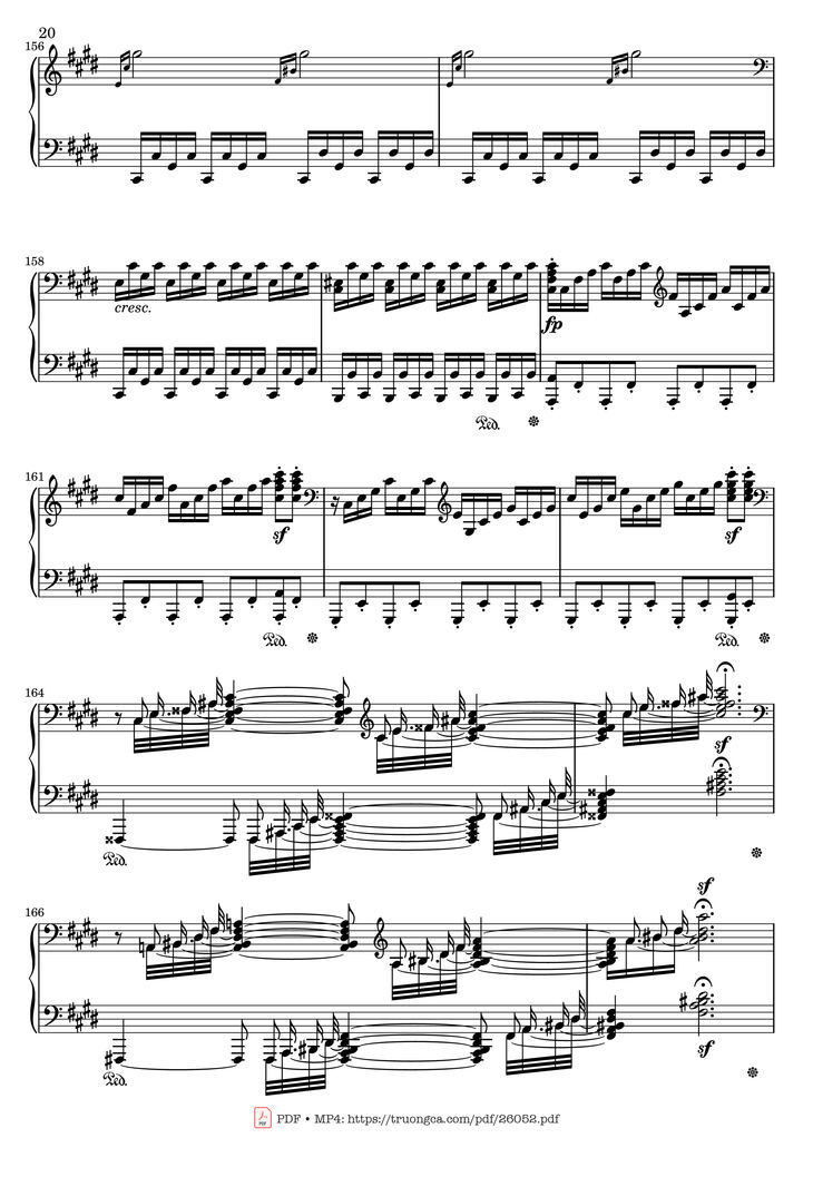 Page 20 of the piano sheet music PDF - Sonata No. 14, Moonlight 1st Movement (With Fingering) by Ludwig van Beethoven