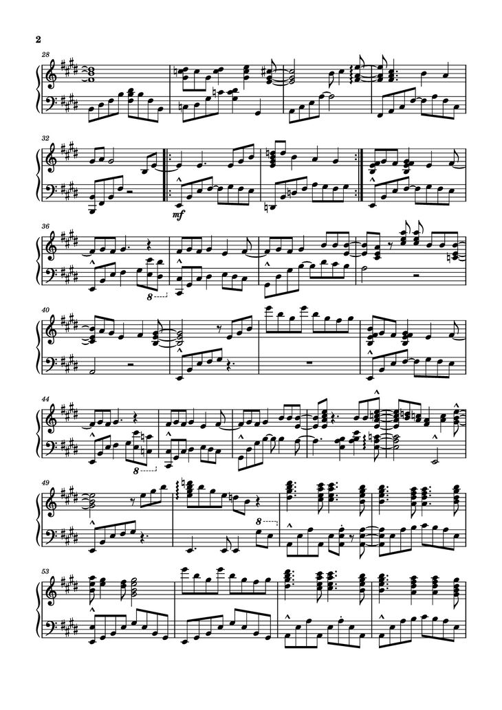 Page 2 of the piano sheet music PDF Piano - Never Meant to Know Piano by Tally Hall