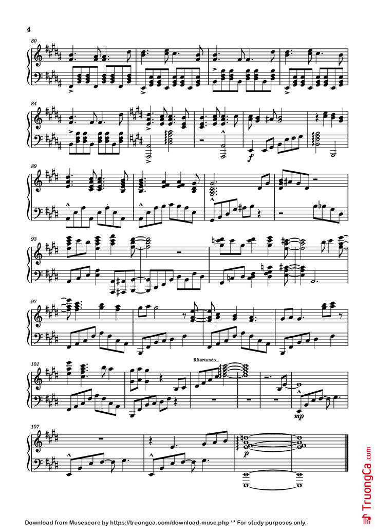 Page 4 of the piano sheet music PDF Piano - Never Meant to Know Piano by Tally Hall
