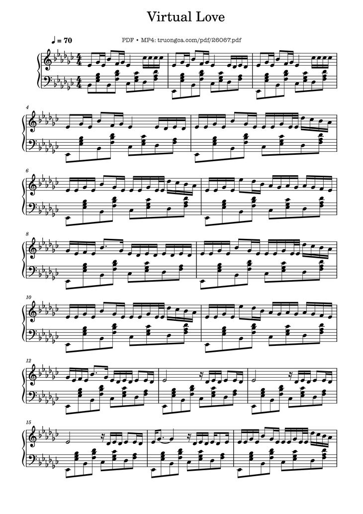 Page 1 of the piano sheet music PDF Piano - Virtual Love Piano by Композитор / аранжировщик