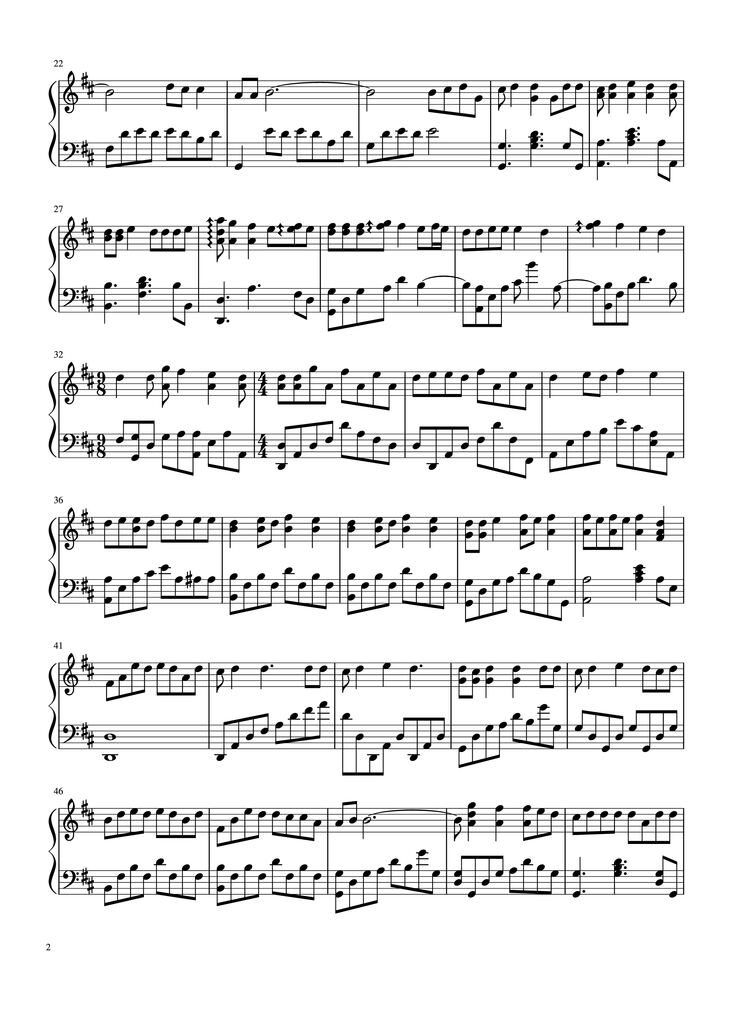 Page 2 of the piano sheet music PDF Piano - Love Story Piano by Taylor Swift