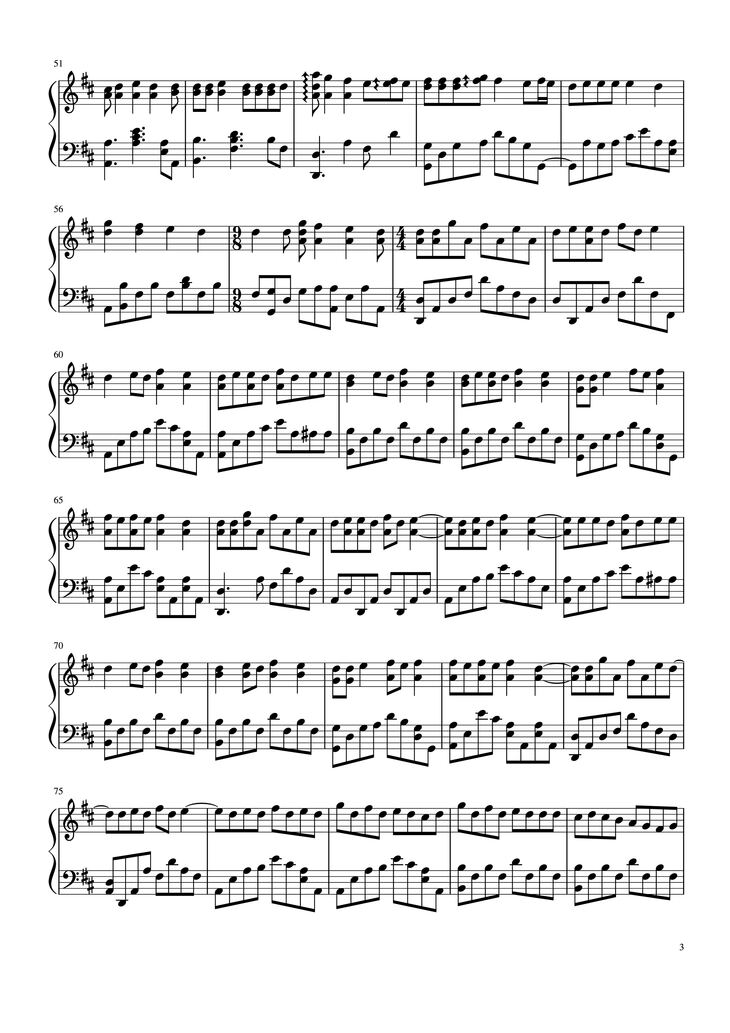 Page 3 of the piano sheet music PDF Piano - Love Story Piano by Taylor Swift