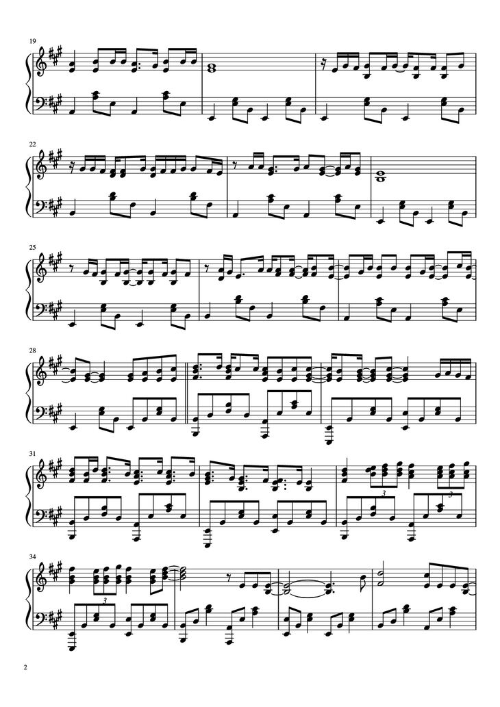 Page 2 of the piano sheet music PDF Piano - Mariners Aparment Complex Piano by Lana del Rey