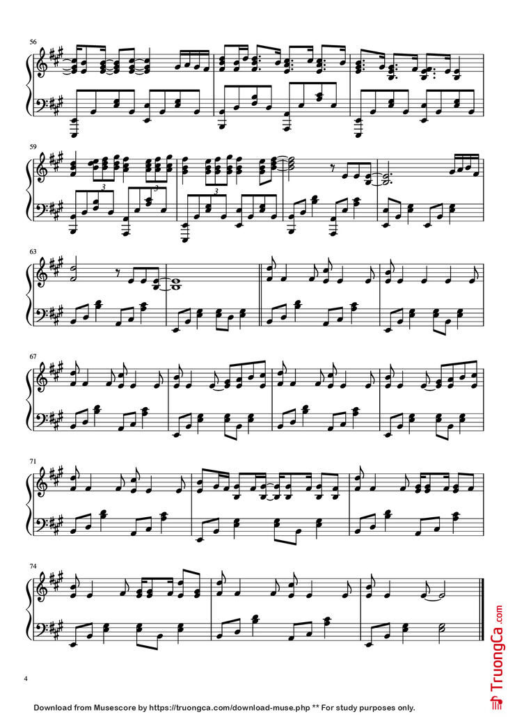 Page 4 of the piano sheet music PDF Piano - Mariners Aparment Complex Piano by Lana del Rey