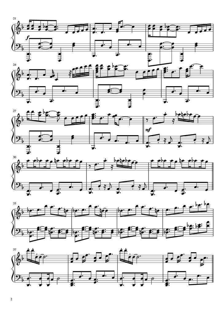 Page 2 of the piano sheet music PDF Piano - Vampire Killer Piano by Kinuyo Yamashita