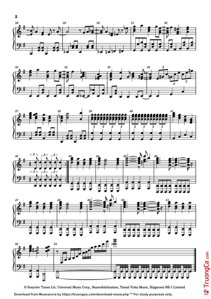 Page 2 of the piano sheet music PDF Piano - All I want for Christmas is you Piano by Mariah Carey / Walter Afanasieff