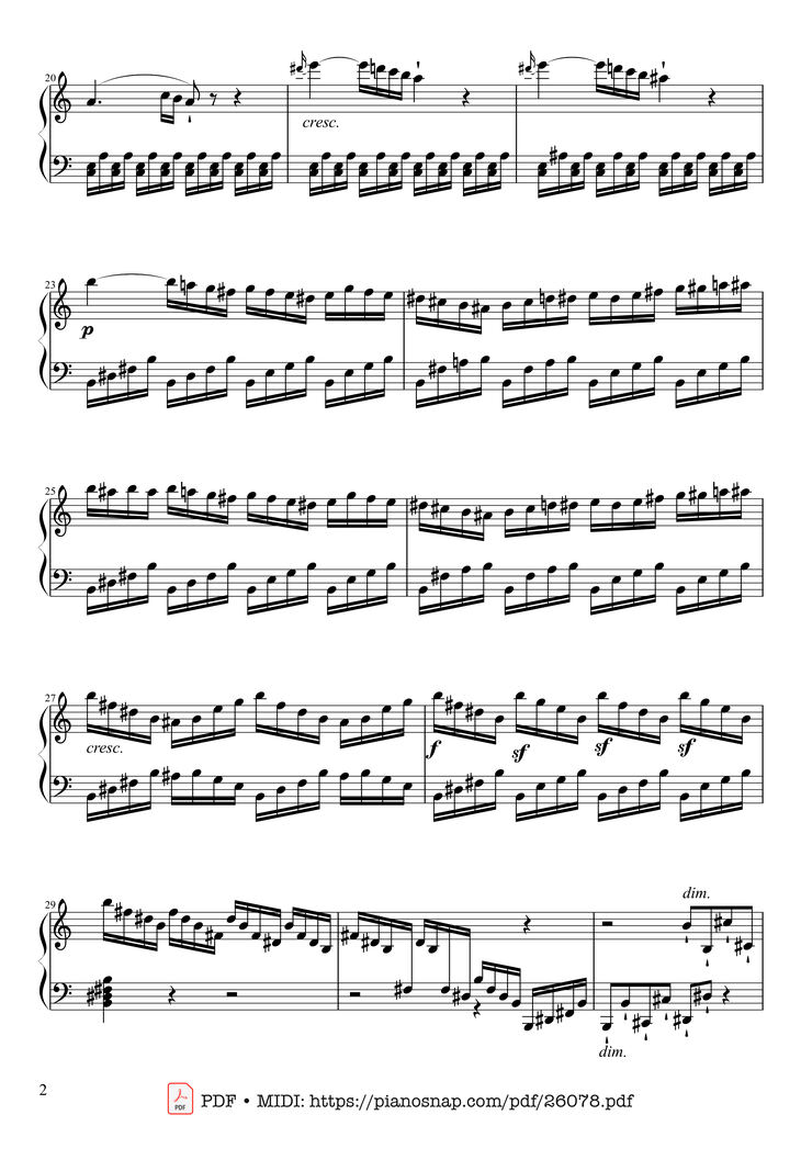 Page 2 of the piano sheet music PDF Piano - Sonate No. 21, Waldstein Piano by Ludwig van Beethoven