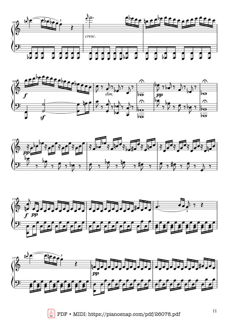 Page 11 of the piano sheet music PDF Piano - Sonate No. 21, Waldstein Piano by Ludwig van Beethoven