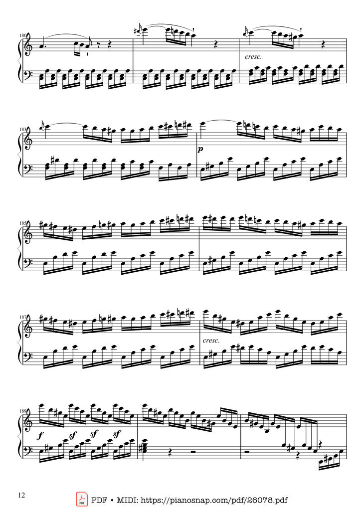 Page 12 of the piano sheet music PDF Piano - Sonate No. 21, Waldstein Piano by Ludwig van Beethoven