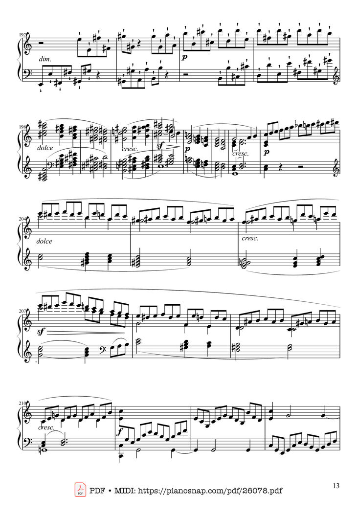 Page 13 of the piano sheet music PDF Piano - Sonate No. 21, Waldstein Piano by Ludwig van Beethoven