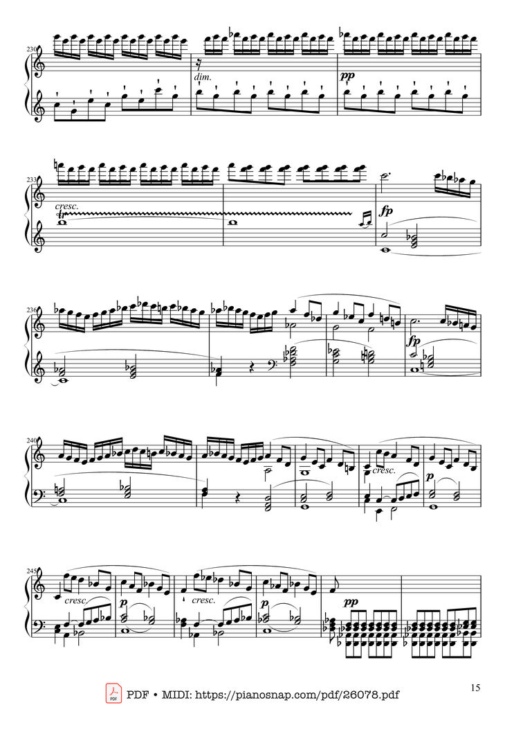 Page 15 of the piano sheet music PDF Piano - Sonate No. 21, Waldstein Piano by Ludwig van Beethoven