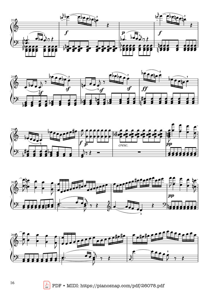 Page 16 of the piano sheet music PDF Piano - Sonate No. 21, Waldstein Piano by Ludwig van Beethoven