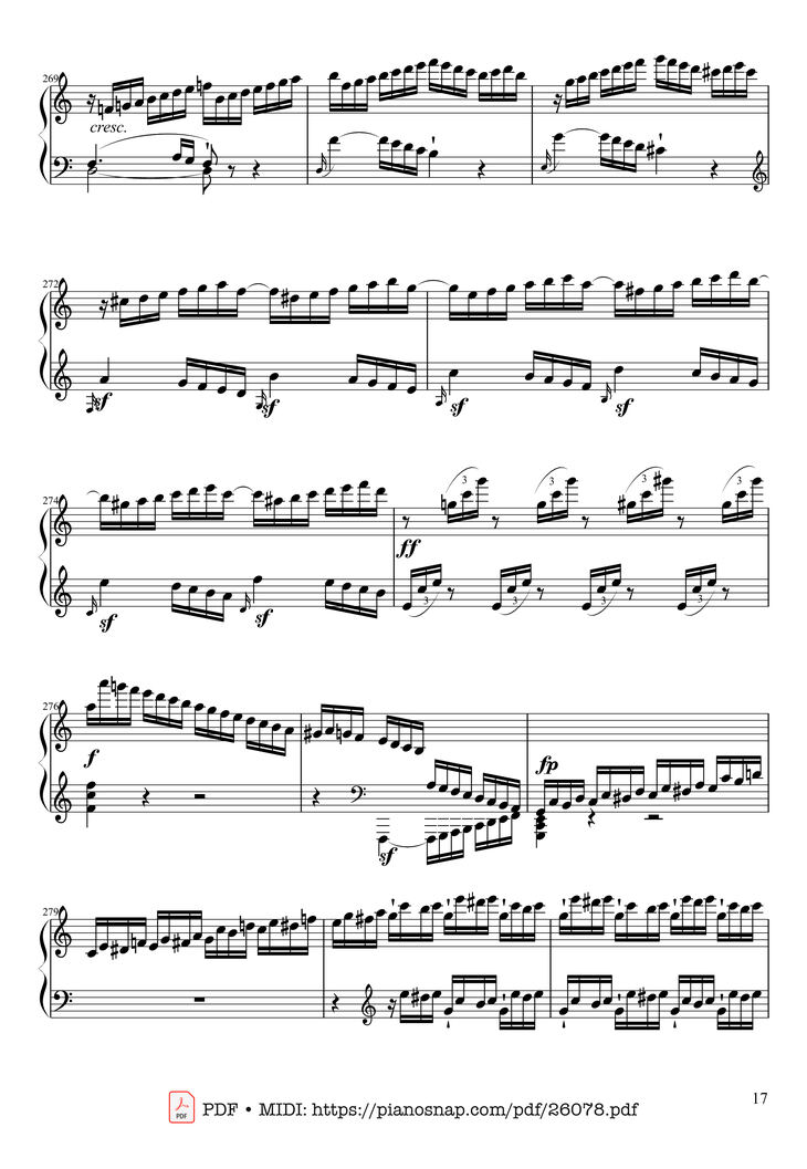 Page 17 of the piano sheet music PDF Piano - Sonate No. 21, Waldstein Piano by Ludwig van Beethoven