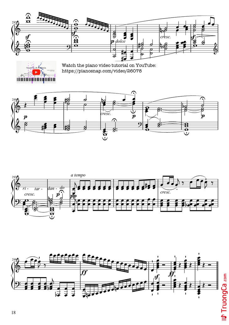 Page 18 of the piano sheet music PDF Piano - Sonate No. 21, Waldstein Piano by Ludwig van Beethoven