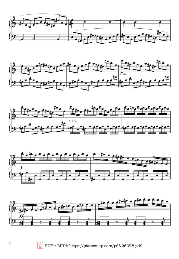 Page 4 of the piano sheet music PDF Piano - Sonate No. 21, Waldstein Piano by Ludwig van Beethoven