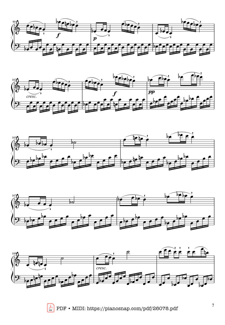 Page 7 of the piano sheet music PDF Piano - Sonate No. 21, Waldstein Piano by Ludwig van Beethoven