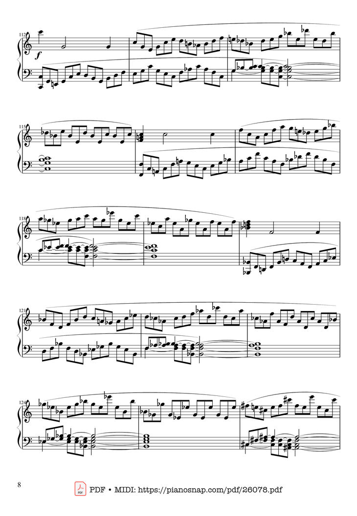 Page 8 of the piano sheet music PDF Piano - Sonate No. 21, Waldstein Piano by Ludwig van Beethoven