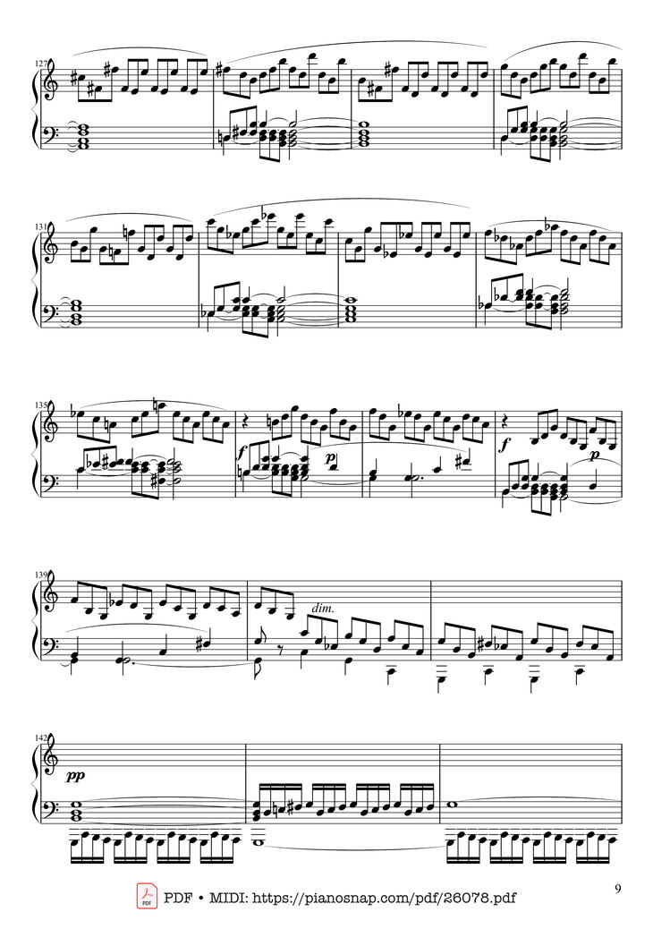 Page 9 of the piano sheet music PDF Piano - Sonate No. 21, Waldstein Piano by Ludwig van Beethoven