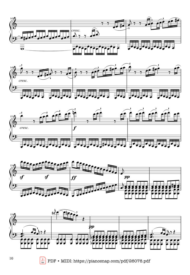 Page 10 of the piano sheet music PDF Piano - Sonate No. 21, Waldstein Piano by Ludwig van Beethoven