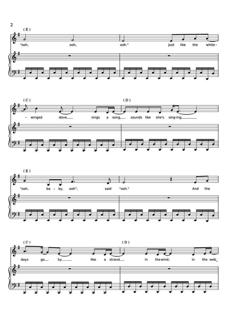 Page 2 of the piano sheet music PDF Piano - Edge of Seventeen Piano by STEVIE NICKS
