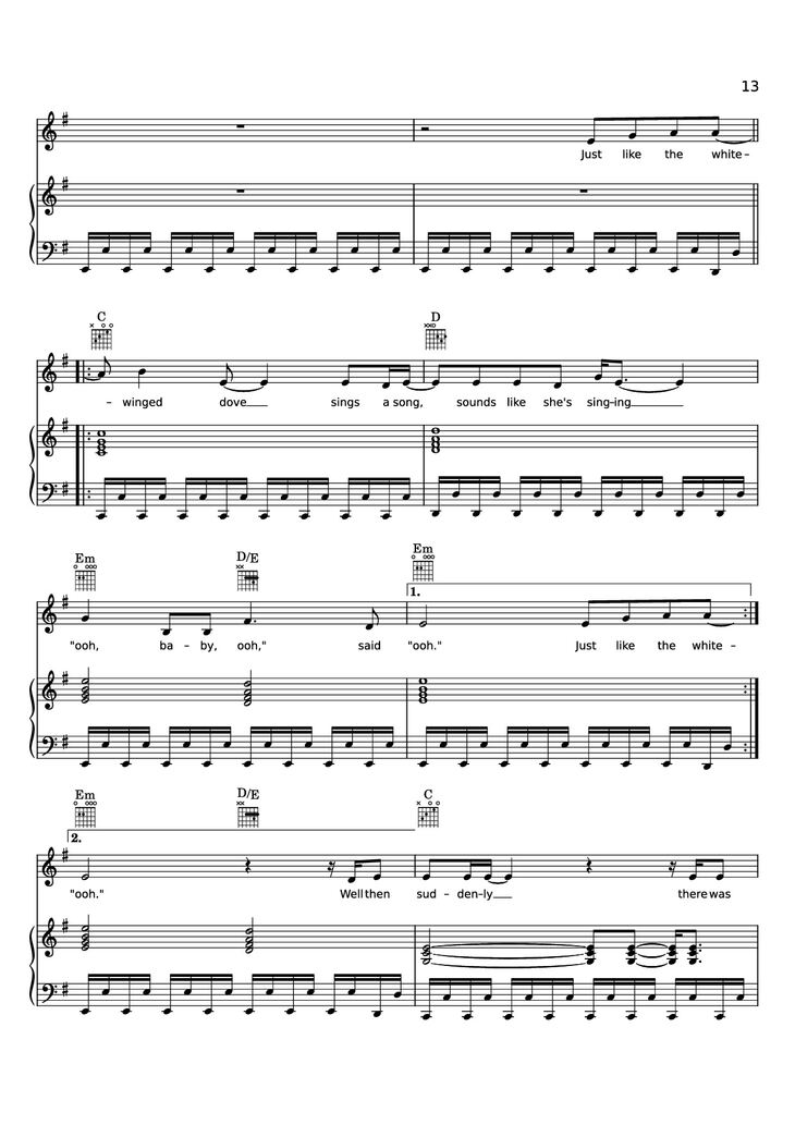 Page 13 of the piano sheet music PDF Piano - Edge of Seventeen Piano by STEVIE NICKS