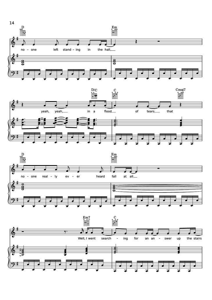 Page 14 of the piano sheet music PDF Piano - Edge of Seventeen Piano by STEVIE NICKS