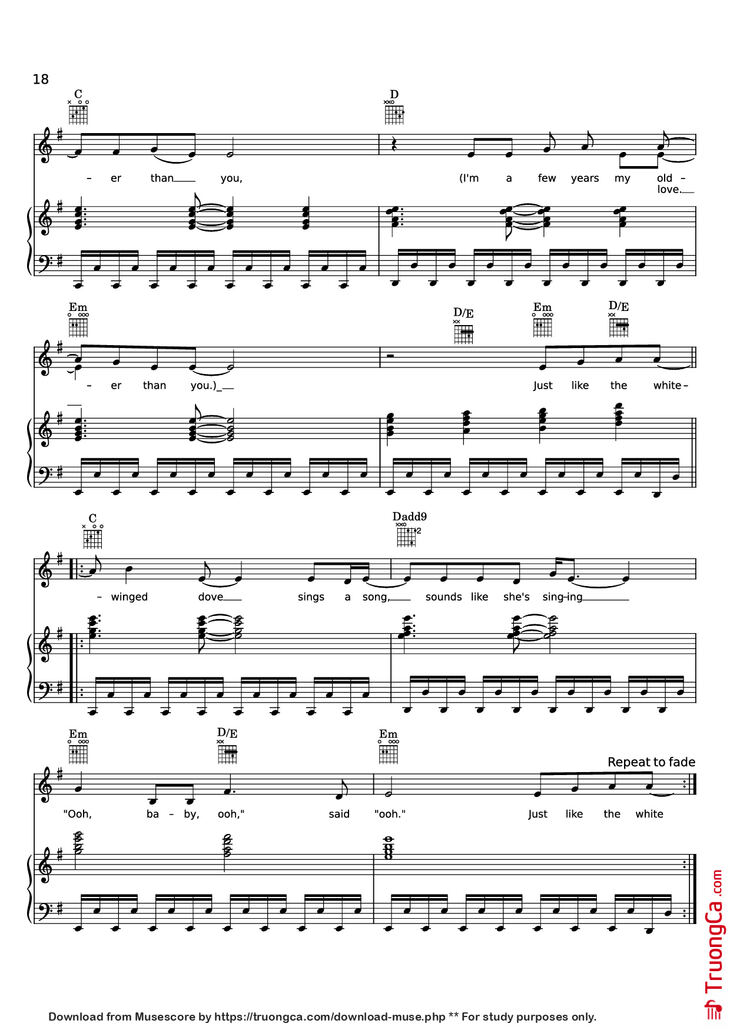 Page 18 of the piano sheet music PDF Piano - Edge of Seventeen Piano by STEVIE NICKS