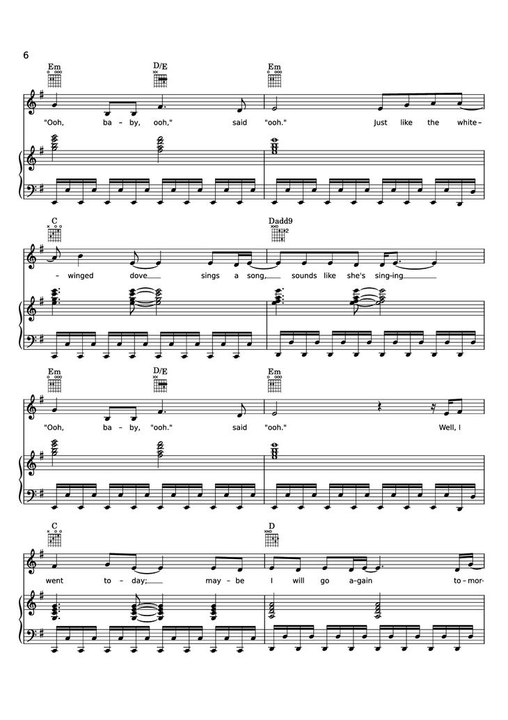 Page 6 of the piano sheet music PDF Piano - Edge of Seventeen Piano by STEVIE NICKS