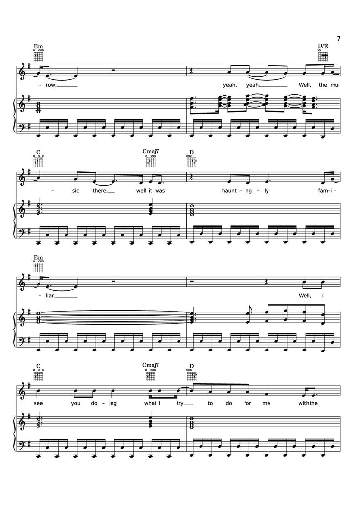Page 7 of the piano sheet music PDF Piano - Edge of Seventeen Piano by STEVIE NICKS