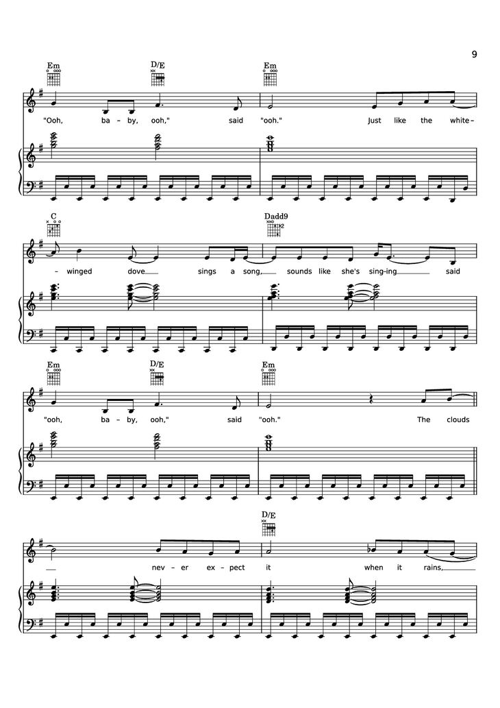 Page 9 of the piano sheet music PDF Piano - Edge of Seventeen Piano by STEVIE NICKS