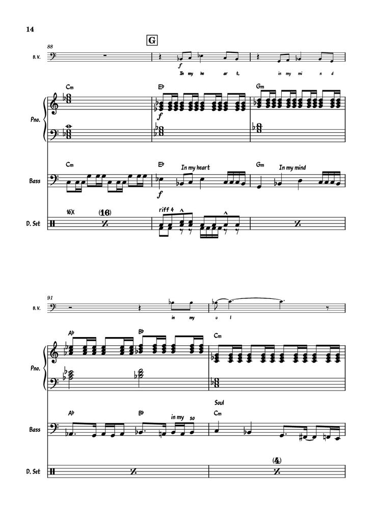 Page 14 of the piano sheet music PDF Piano Guitar Tab - July Morning Piano by Uriah Heep