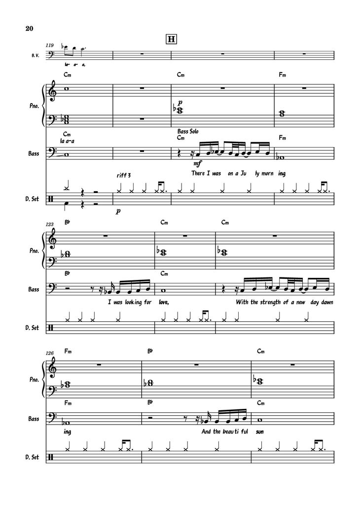 Page 20 of the piano sheet music PDF Piano Guitar Tab - July Morning Piano by Uriah Heep
