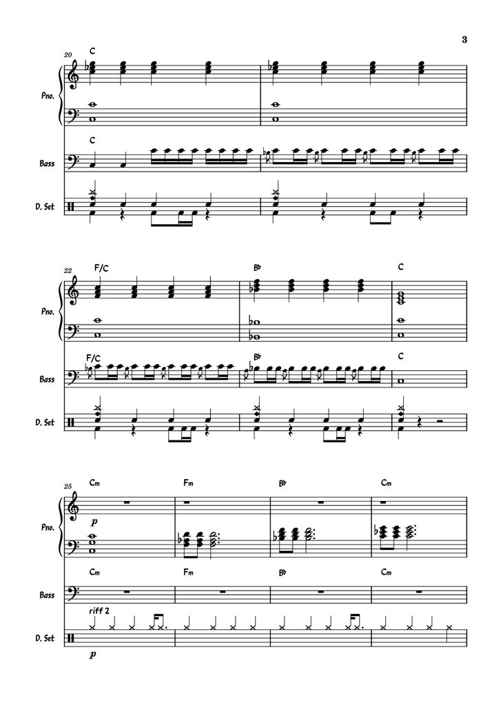 Page 3 of the piano sheet music PDF Piano Guitar Tab - July Morning Piano by Uriah Heep