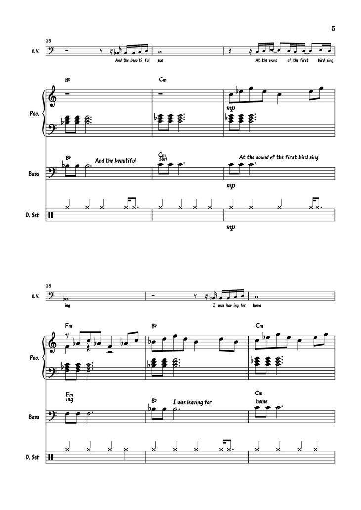 Page 5 of the piano sheet music PDF Piano Guitar Tab - July Morning Piano by Uriah Heep