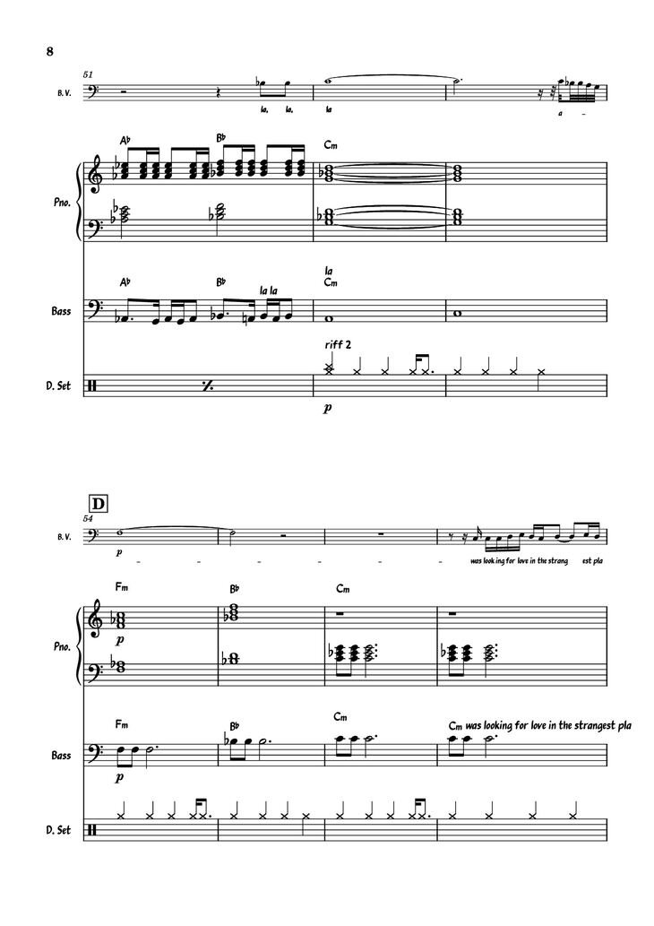 Page 8 of the piano sheet music PDF Piano Guitar Tab - July Morning Piano by Uriah Heep