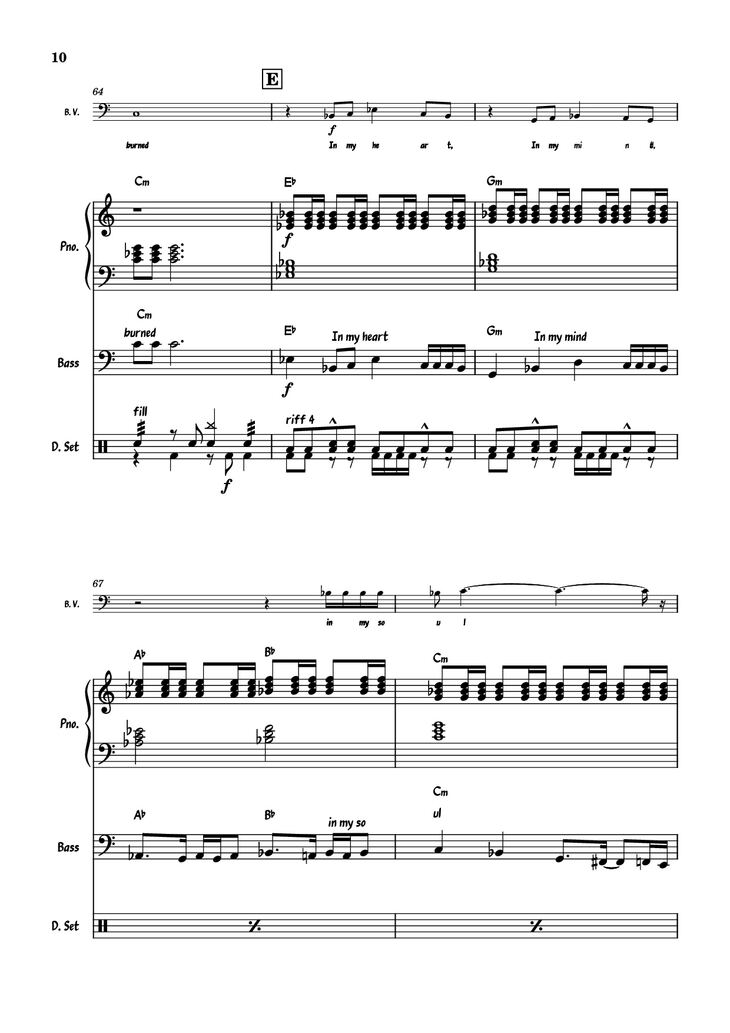 Page 10 of the piano sheet music PDF Piano Guitar Tab - July Morning Piano by Uriah Heep