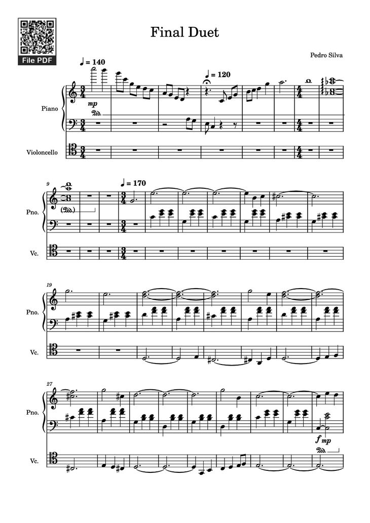 Page 1 of the piano sheet music PDF Piano - Final Duet Piano by Pedro Silva