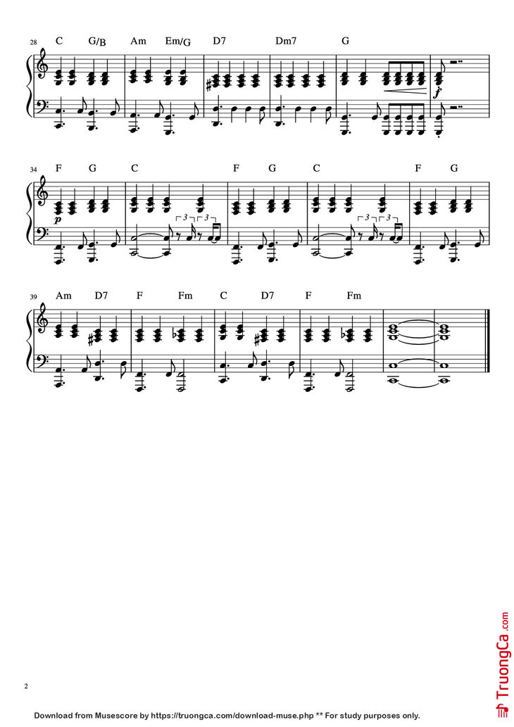 Page 2 of the piano sheet music PDF Piano - When I Was Your Man Piano by Undefined
