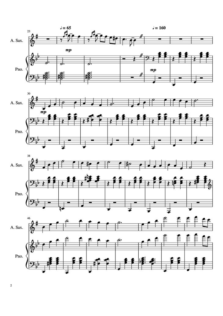 Page 2 of the piano sheet music PDF Piano - Howl