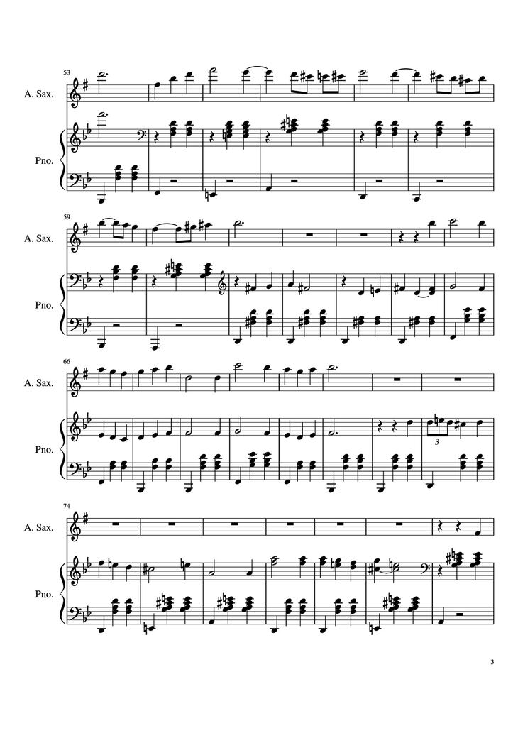 Page 3 of the piano sheet music PDF Piano - Howl