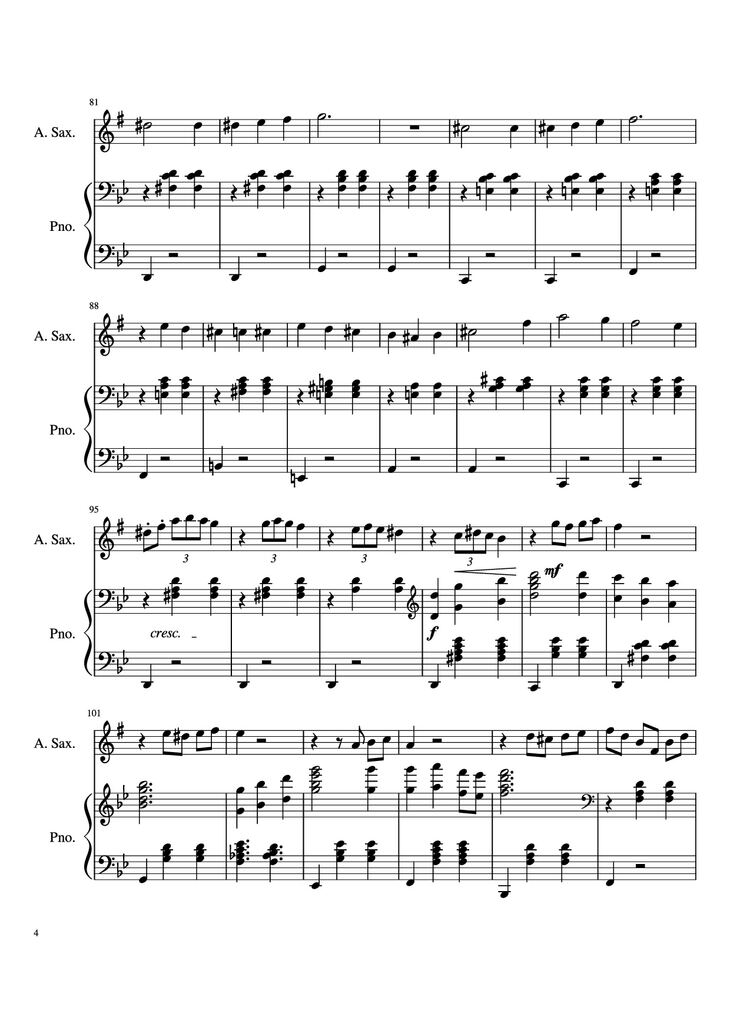 Page 4 of the piano sheet music PDF Piano - Howl
