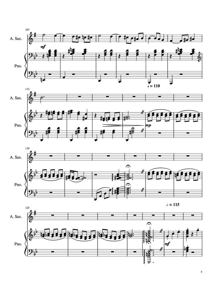 Page 5 of the piano sheet music PDF Piano - Howl